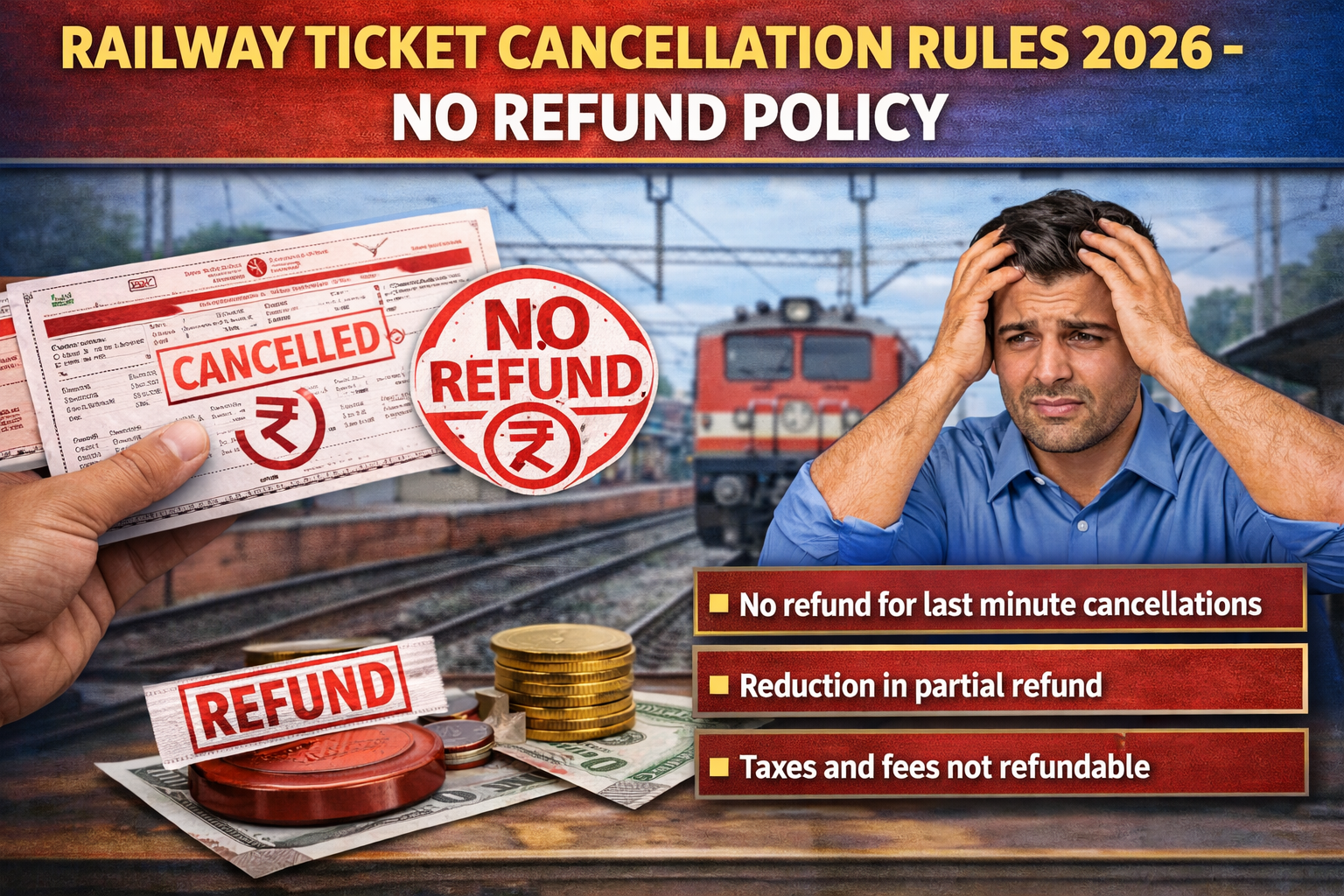 ट्रेन टिकट कैंसिल कराना पड़ेगा महंगा..रेलवे ने टिकट कैंसिल कराने का चार्ज बढ़ाया