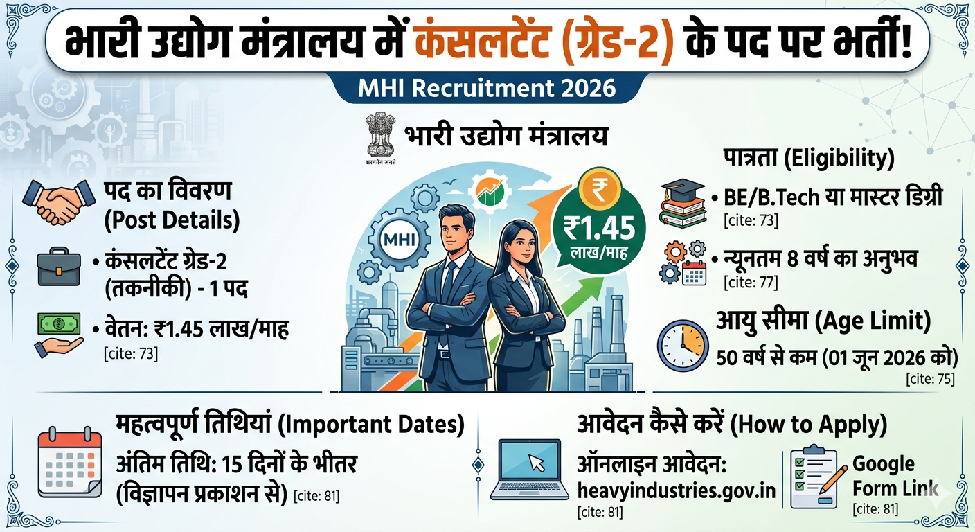 भारी उद्योग मंत्रालय में निकली कंसलटेंट की वैकेंसी, ₹1.45 लाख प्रति माह है सैलरी…ऐसे करें अप्लाई