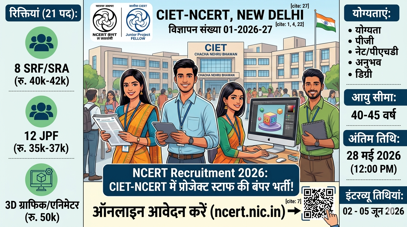 NCERT को चाहिए रिसर्चर्स और ग्राफिक डिजाइनर…जानिए क्या है योग्यता, कब होंगे इंटरव्यु?