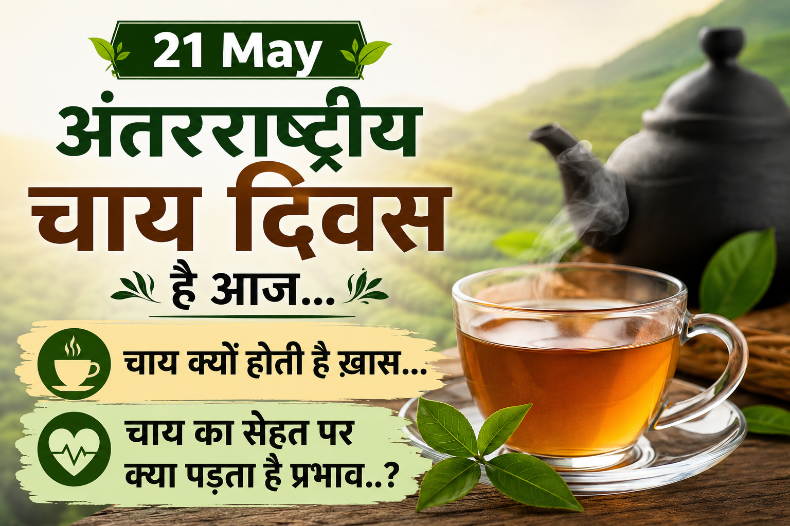 अंतर्राष्ट्रीय चाय दिवस है आज…चाय की क्यों होती है चाह..जानिए चाय के प्रकार और सेहत पर प्रभाव?