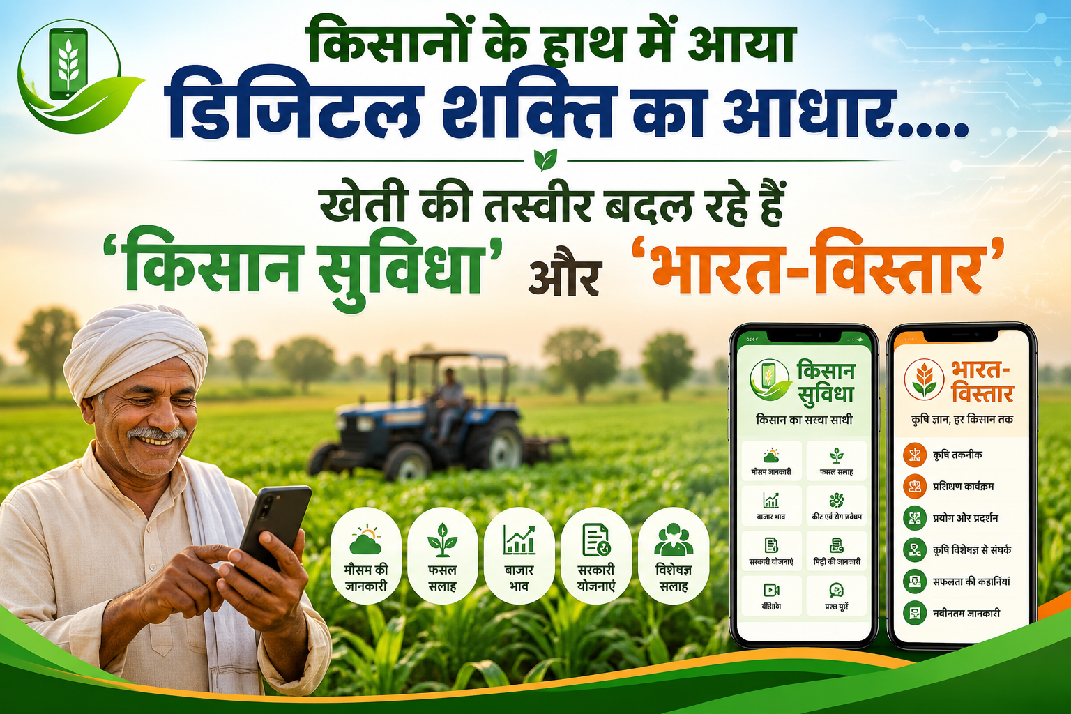खेती-किसानी से लेकर मौसम व बाजार तक…मिलेगी हर जानकारी एक क्लिक पर…जानिए क्या है ‘किसान सुविधा’ और ‘भारत-विस्तार’