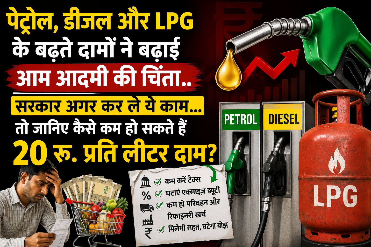पेट्रोल,डीजल,LPG गैस के लगातार महंगे होने से बिगड़ा है घर का बजट…सरकार करे ये काम तो घट सकते हैं 20 रुपए तक दाम..समझिए पूरा गणित