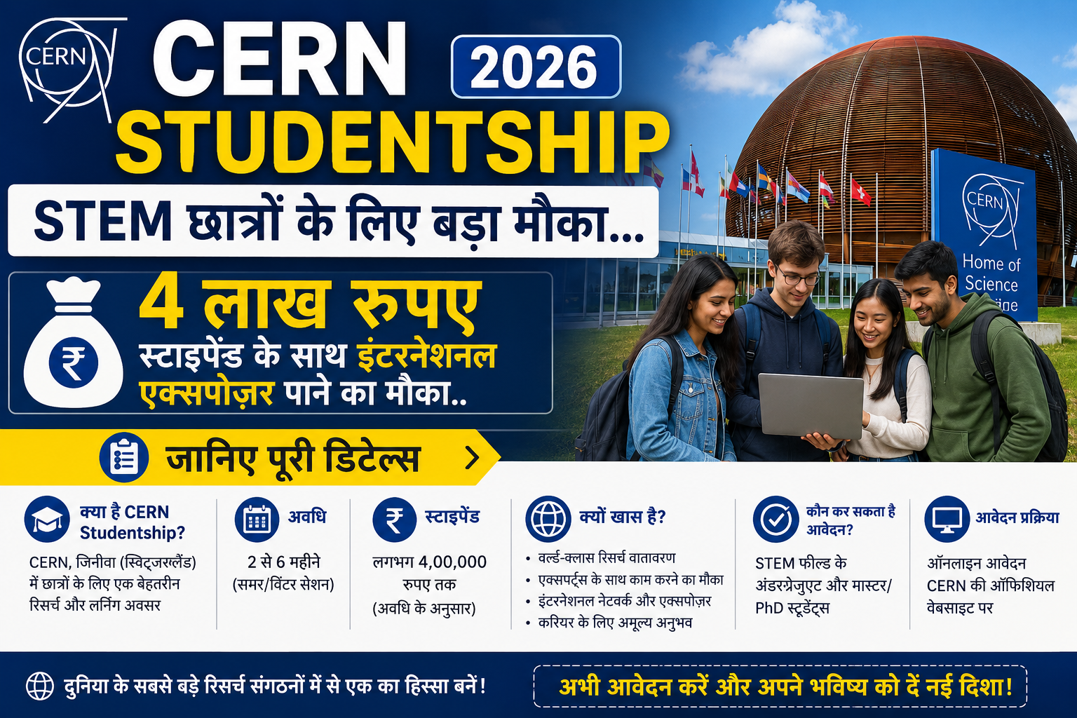 CERN Studentship के लिए शुरू हुए आवेदन…मिलेगा ₹4 लाख तक का स्टाइपेंड..ऐसे करें अप्लाई