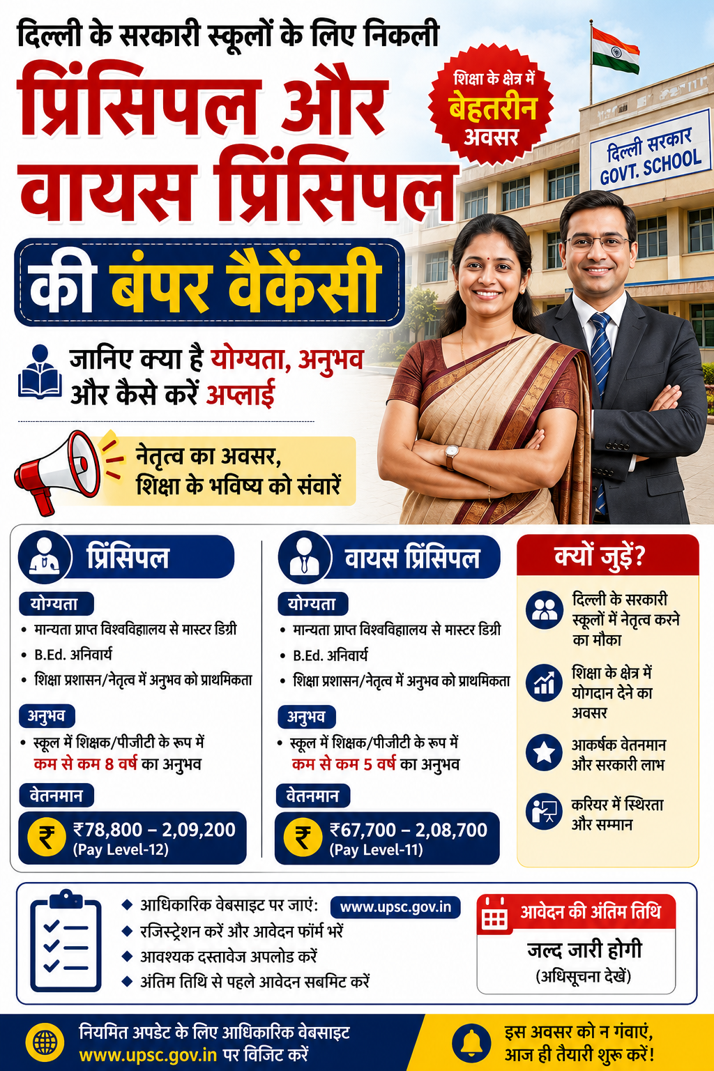 दिल्ली में प्रिसिंपल/वाइस प्रिंसिपल की वैकेंसी का जारी हुआ नोटिफिकेशन…जानें कैसे होगा सिलेक्शन?